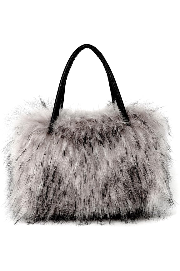 Women's Shoulder Handbags Faux Fur Tote Bag Fluffy Satchel Handbags for Women, Mom, Friends, Bridesmaids