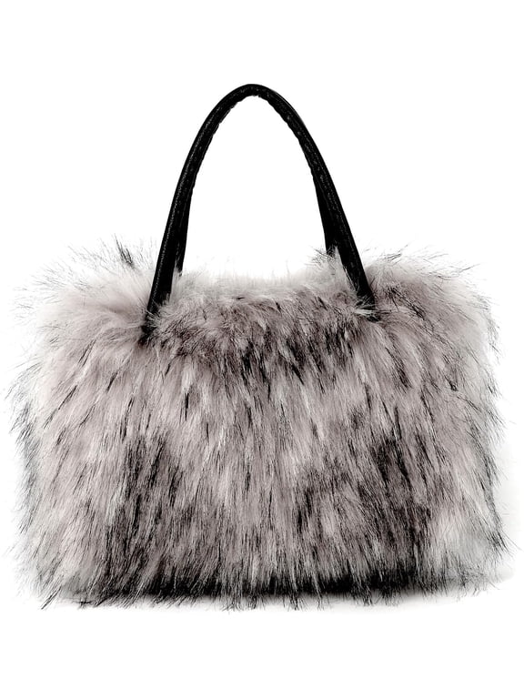 Women's Shoulder Handbags Faux Fur Tote Bag Fluffy Satchel Handbags for Women, Mom, Friends, Bridesmaids
