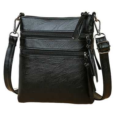 Women's Shoulder Handbags with Multiple Zippered Pockets Stylish Small Leather Crossbody Bags
