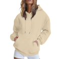 thumbnail image 1 of Women's Shoulder Hooded Sweatshirt Fleece Lined Winter Warm Pullover Candy Colors Soft Polyester Fabric, 1 of 8