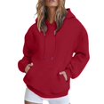 thumbnail image 1 of Women's Shoulder Hooded Sweatshirt Fleece Lined Winter Warm Pullover Solid Candy Colors Soft Polyester Fabric, 1 of 9