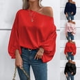 thumbnail image 1 of Women's Off The Shoulder Long Sleeve Pullover Tops Blouses Shirts Solid Color Loose Fit Casual Daily Wear Vacation Beach Party Night Out Fashion Essential Gift for Women | Sopatenor,Black XL, 1 of 9