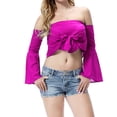 thumbnail image 1 of Women's Off Shoulder One Neck Elastic Strap Casual Fashion T Shirt Women Tops Summer Large Turtle Neck Tee Short Sleeve T Shirts for Women Loose Women Shirts Long Sleeved Exercise Tops Summer Shirts, 1 of 7