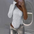 thumbnail image 1 of Women's Shoulder Solid Color Slim Sequin Jumpsuit, 1 of 6