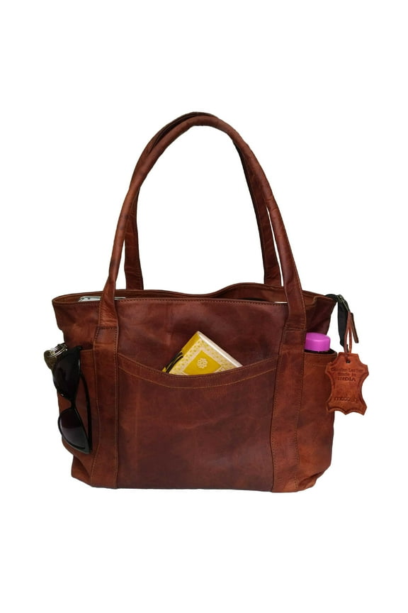 Women's Shoulder Tote Bag Office Purse Genuine Leather Laptop Brown Satchel Handbag