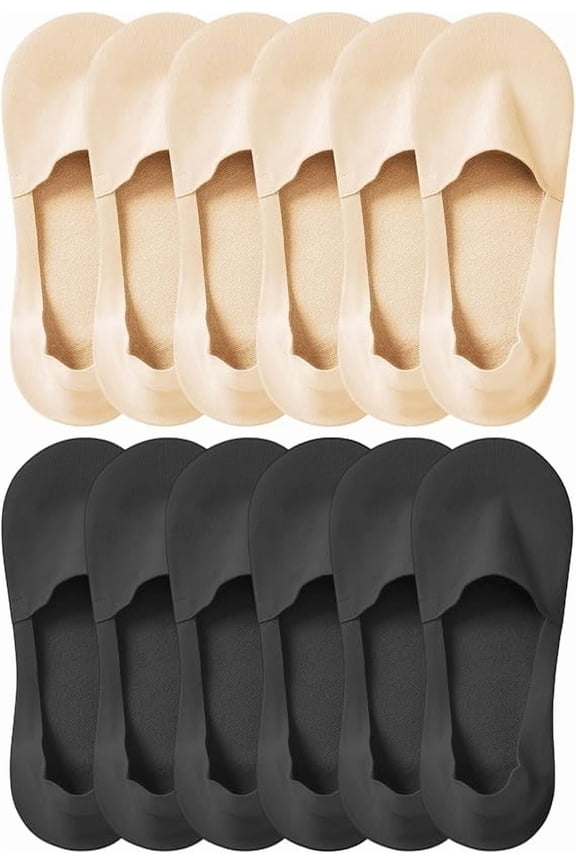 Women's No Show Socks 6-Pack - Ultra Thin Breathable Low Cut Invisible Liner Socks with Anti-Slip Silicone Grips for Sneakers & Flats (US Shoe Size 5-9, Seamless Toe)