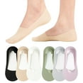 thumbnail image 1 of Women's No Show Socks with Silicone Grip - Ultra Thin Invisible Liner Socks for Flats & Loafers, 6 Pairs Lightweight Non-Slip Low Cut Socks Light Gray, 1 of 3