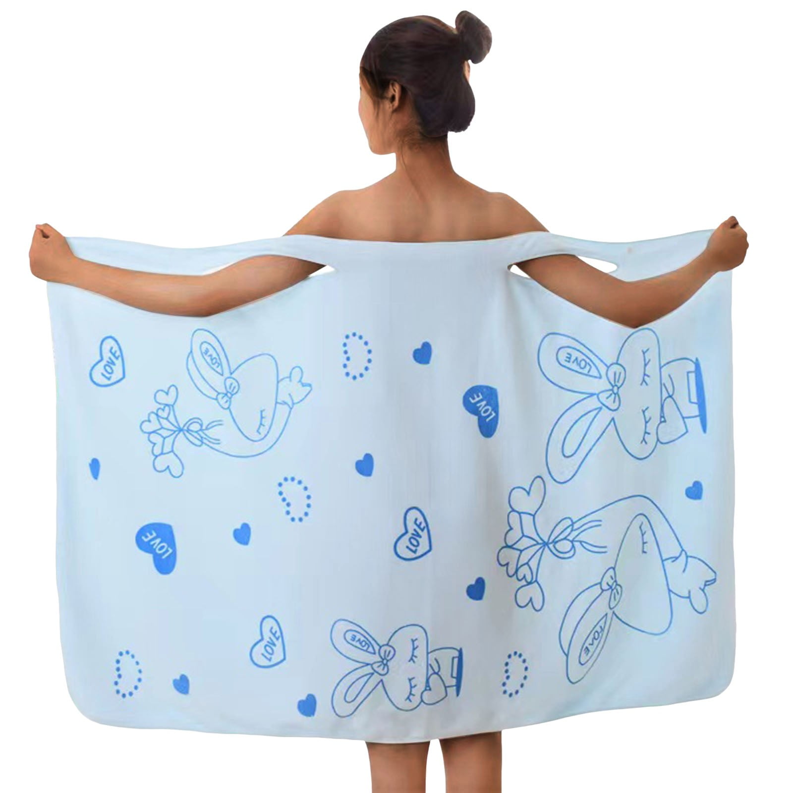 Women's Shower Bathrobe Sleeveless Cute Cartoon Nightgown Sleepwear ...