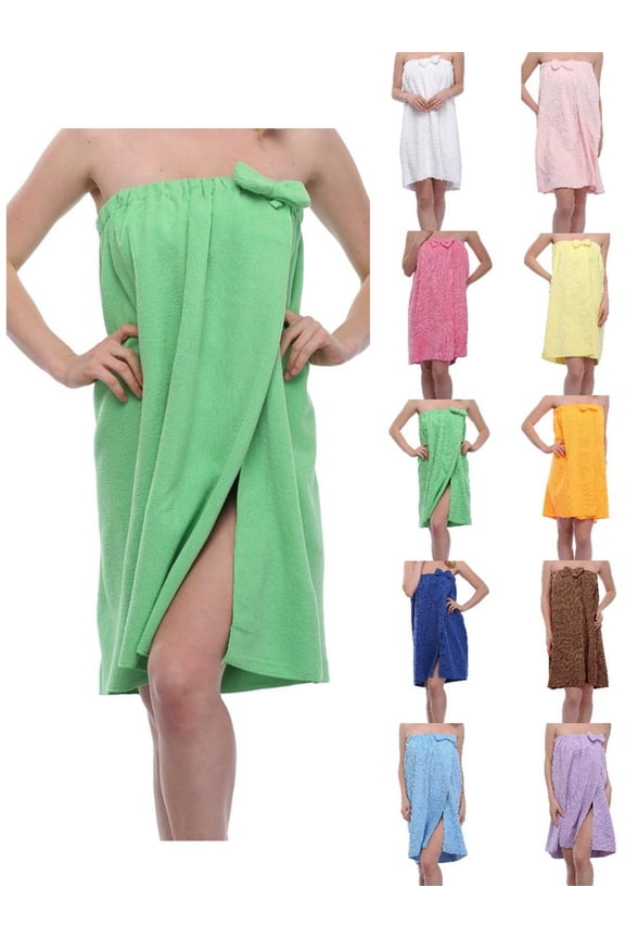 Women's Shower Wrap Robes Spa Body Wrap Bathrobe Ultra Absorbent Cover up Towels(green)