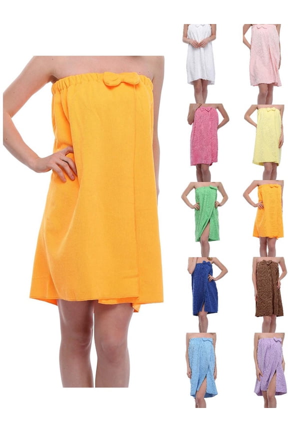 Women's Shower Wrap Robes Spa Body Wrap Bathrobe Ultra Absorbent Cover up Towels(orange)
