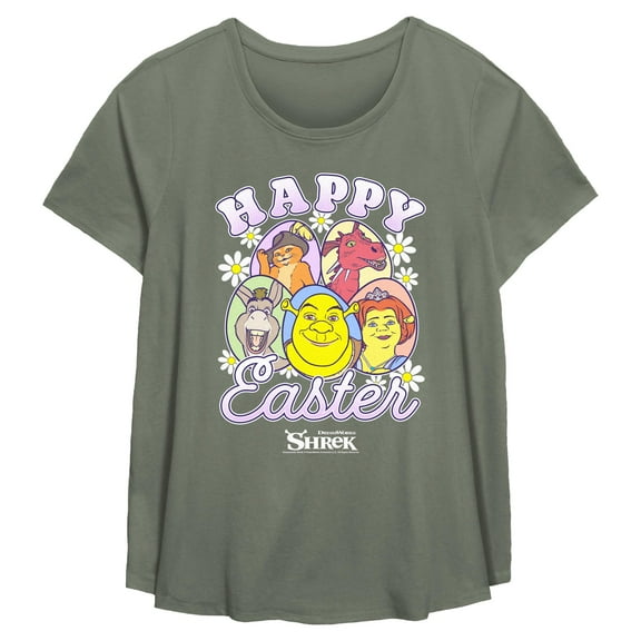 Women's Shrek Happy Easter Cartoon Portraits  Graphic T-Shirt