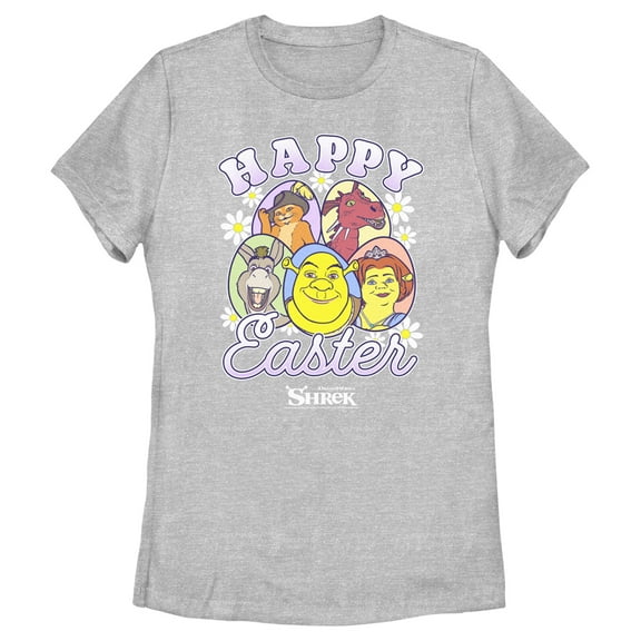 Women's Shrek Happy Easter Cartoon Portraits  Graphic Tee Athletic Heather Medium