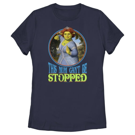 Women's Shrek Mom Can’t Be Stopped  Graphic Tee Navy Blue Medium