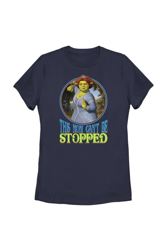 Women's Shrek Mom Can’t Be Stopped Graphic Tee Navy Blue Small