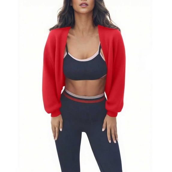 Women's Shrug Cardigan 2025 Fall Winter Long Sleeve Open Front Crop Sweater Basic Drop Shoulder Bolero Cardigans