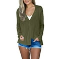 thumbnail image 1 of Women's Shrugs Cardigan Long Sleeve Lightweight Thin Casual Tops Solid Color Loose Cover Up Outwear with Pockets Army Green S, 1 of 8