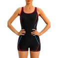thumbnail image 1 of Women's Side Accents One Piece Athletic Swimsuit Boyleg Bathing Suit, 1 of 7
