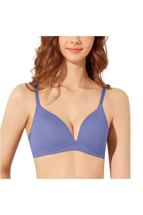 Women's No Side Effects Underarm-Smoothing Comfort Wireless Lightly Lined T-Shirt Bra Deep V Solid Color Bra Women's Blissful Benefits Super Soft Wireless Lightly Lined Comfort Bra