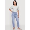 thumbnail image 1 of Women's Side Ruched Crew Neck Short Sleeve T-Shirt, 1 of 4