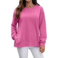 thumbnail image 1 of Women's Side Slit Button Detail Round Neck Sweatshirt, Autumn Winter Solid Color Casual Long Sleeve Pullover Top with Soft Cotton Polyester Blend for Comfortable Relaxed Fit and Street Fashion, 1 of 8