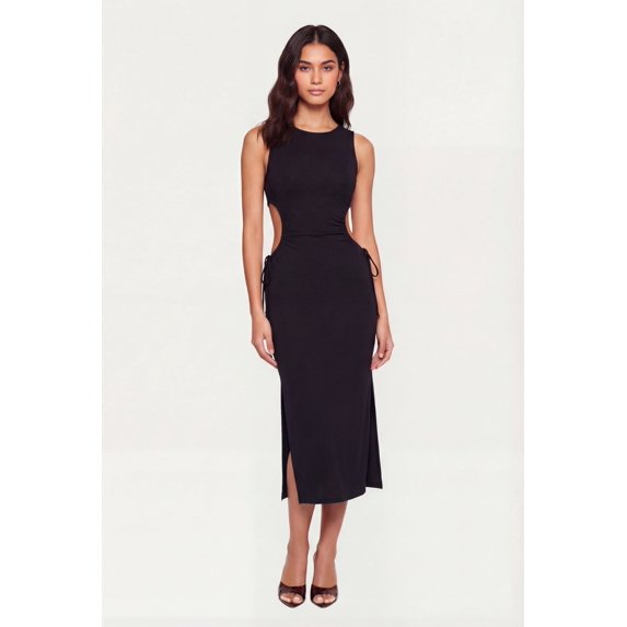 Women's Side Slit Drawstring Side Midi Dress