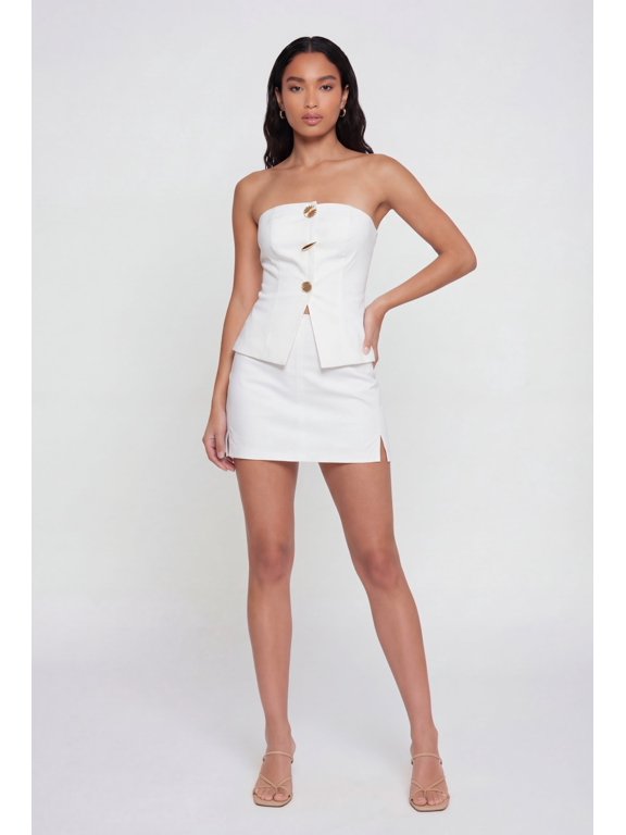 Women's Side Slit Mini Skirt with Shorts Lining