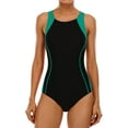 thumbnail image 1 of Women's Side Splicing Athletic Swimwear Crossback One Piece Competitive Bathing Suit, 1 of 7