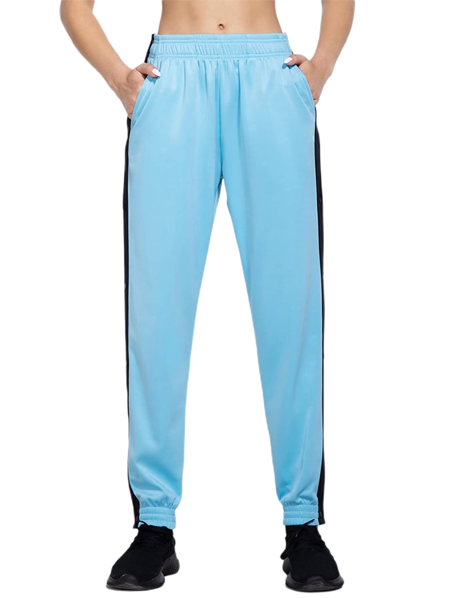 Women's Side Split Snap Button Joggers TearAway Warm Up Sweatpants