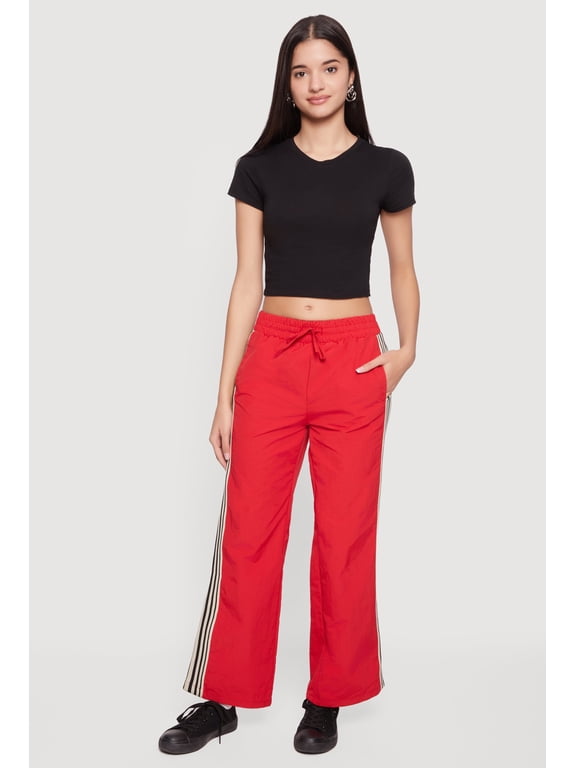 Women's Side Stripe Drawstring Waist Straight Leg Track Pants