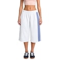 thumbnail image 1 of Women’s Side Stripe Elastic Waist Long Bermuda Sweat Shorts Loose Wide Leg Mid‑Calf Cropped Capri Shorts Casual Streetwear 2XL, 1 of 4