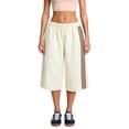 thumbnail image 1 of Women’s Side Stripe Elastic Waist Long Bermuda Sweat Shorts Loose Wide Leg Mid‑Calf Cropped Capri Shorts Casual Streetwear L, 1 of 4