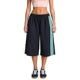 thumbnail image 1 of Women’s Side Stripe Elastic Waist Long Bermuda Sweat Shorts Loose Wide Leg Mid‑Calf Cropped Capri Shorts Casual Streetwear M, 1 of 4