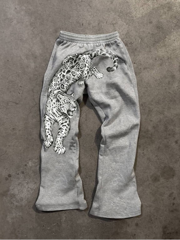 Women's Side Stripe Leopard Pants, Elastic Waist Loose Fit Sweatpants for Going Out & Casual Wear