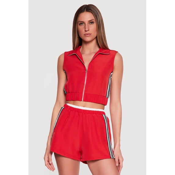 Women's Side Stripe Zip Front Cropped Vest