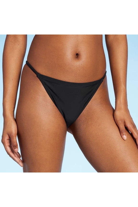 Women's Side Tab Extra Cheeky High Leg Bikini Bottom Wild Fable Black Size XS