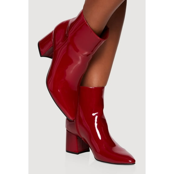 Women's Side Zip Block Heel Pointy Toe Booties