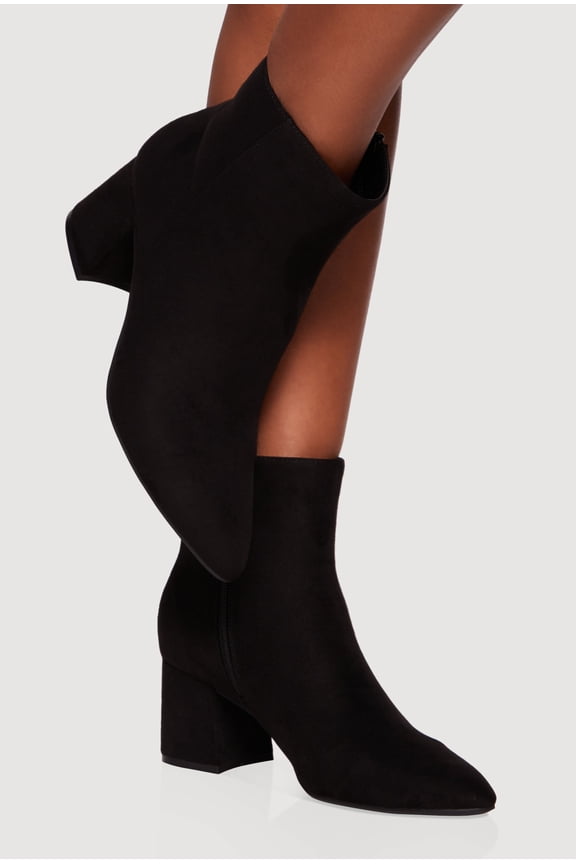 Women's Side Zip Block Heel Pointy Toe Booties