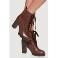 thumbnail image 1 of Women's Side Zip Lace Up Block Heel Combat Boots, 1 of 3