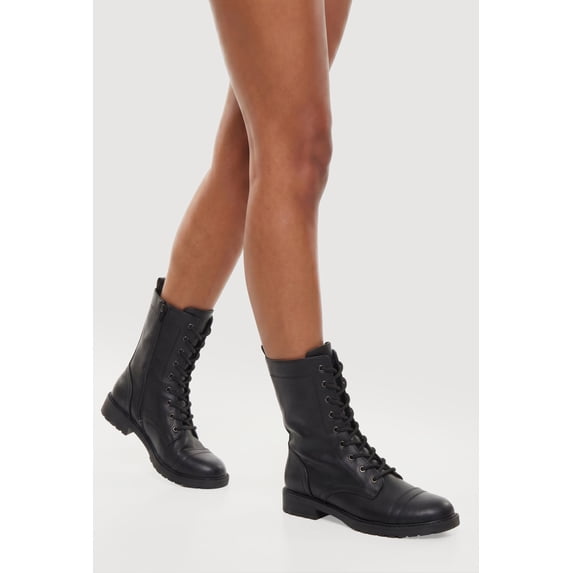 Women's Side Zip Lace Up Combat Boots
