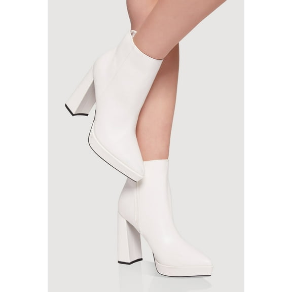 Women's Side Zip Pointy Toe Block Heel Booties