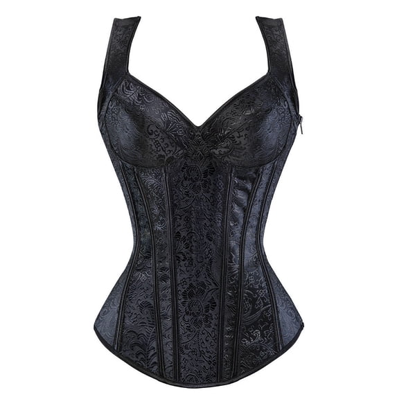 Women‘s Side Zipper Corset Bodysuit Tummy Control Waist Shaping Bustier with Straps for Party Clubwear
