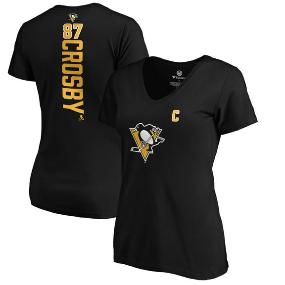 Women's Sidney Crosby Black Pittsburgh Penguins Playmaker V-Neck T-Shirt