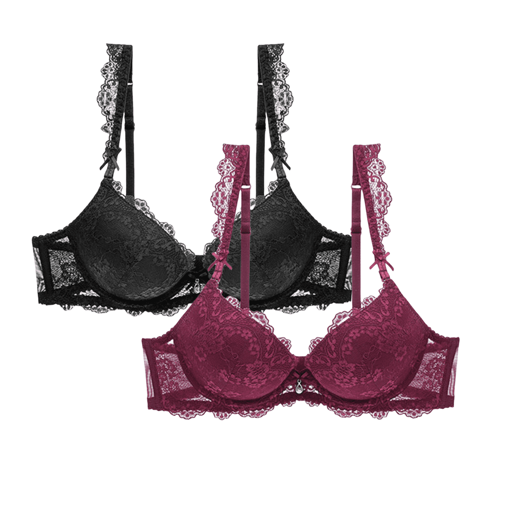 2 Pack Lace bebe Sexy Push Up Underwire Bras 34DD, 36C D DD, 38C D DD 2312