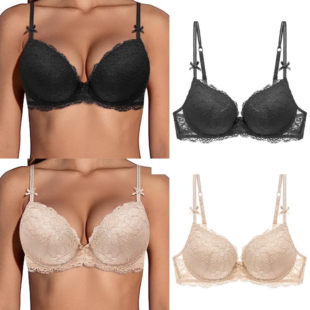 Buy Smart & Sexy Women's Signature Lace Push-Up Bra 2 Pack, Black/White,  38D at