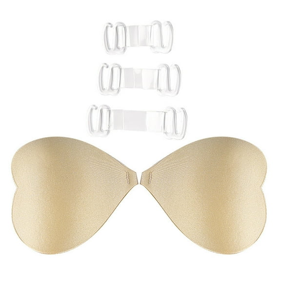 Women's Silicone Heart Shape Nipple Covers Reusable Adhesive Push Up Strapless Sticky Bra Gathered Lifting Breast Pads
