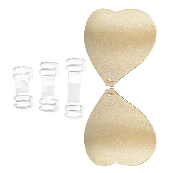 Women's Silicone Heart Shape Nipple Covers Reusable Adhesive Push Up Strapless Sticky Bra Gathered Lifting Breast Pads