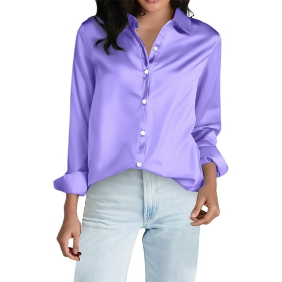Women's Silk Button Up Long Sleeve Formal Shirt