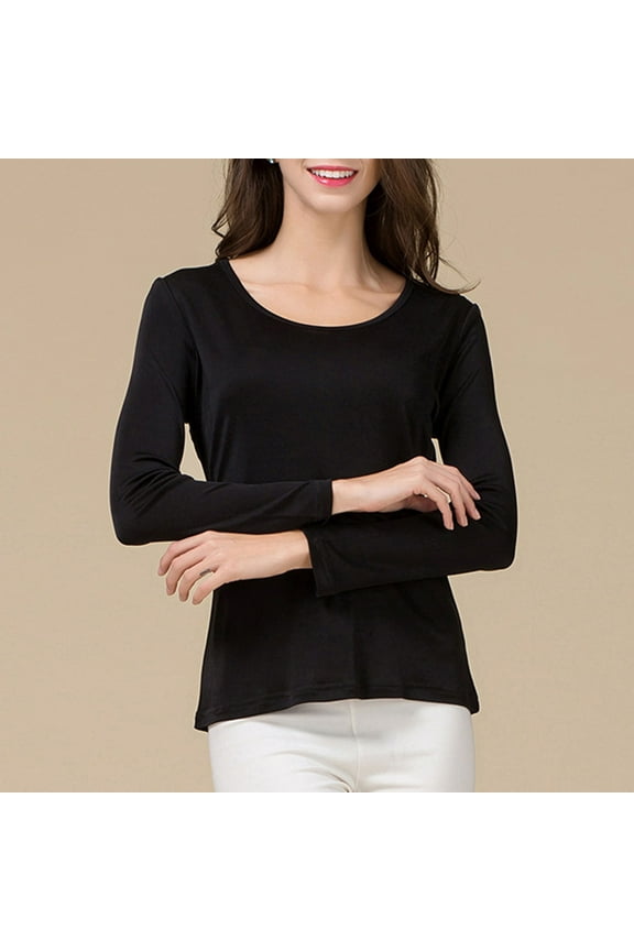 Women's Silk Double Knitted Pullover Soft Comfortable Casual T-Shirt Elegant Blouse Stylish Top