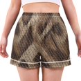 thumbnail image 1 of Women's Silk Pajama Shorts Brown Python Leather Pajama Shorts Women's Casual Pajama Shorts with Pockets, 1 of 6