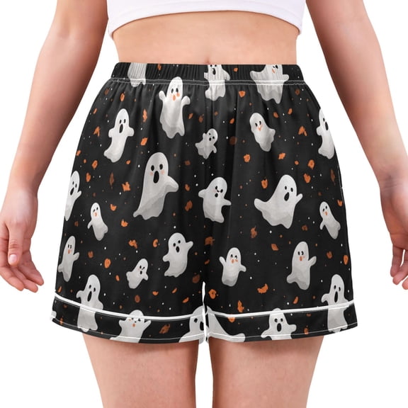 Women's Silk Pajama Shorts Cute Ghosts From Small To Big Pajama Shorts Women's Casual Pajama Shorts with Pockets
